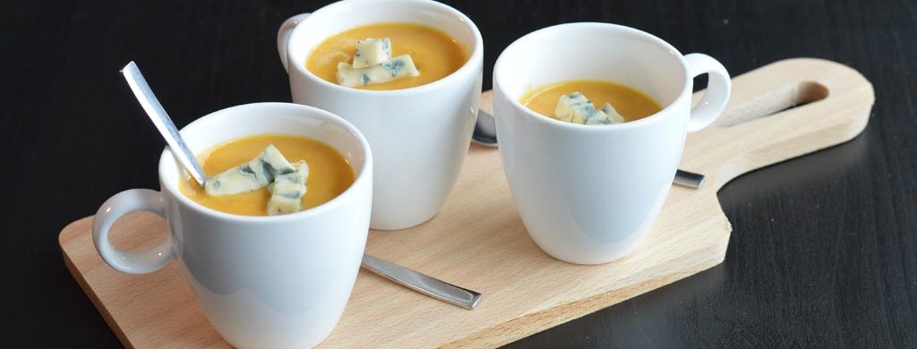 Velouté de butternut et carottes à la Fourme d’Ambert