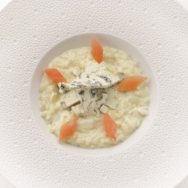 Risotto à la Fourme d’Ambert, julienne de saumon fumé