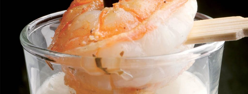 Smoothie au Wasabi, crevettes rôties et Fourme d’Ambert