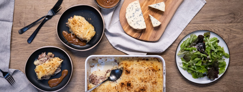 Parmentier de canard, Fourme d’Ambert AOP et sauce spéculoos