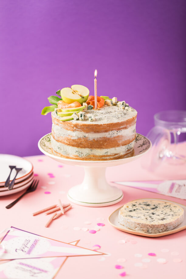 Naked cake Fourme d'Ambert saumon et pomme granny