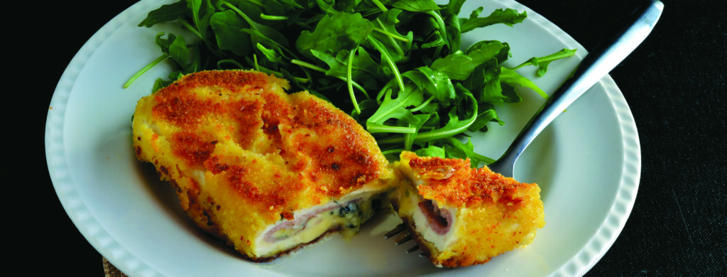 Cordon bleu de poulet, bacon et Fourme d’Ambert