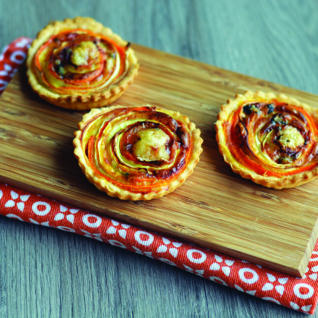 Tartelettes légumes de printemps et Fourme d’Ambert